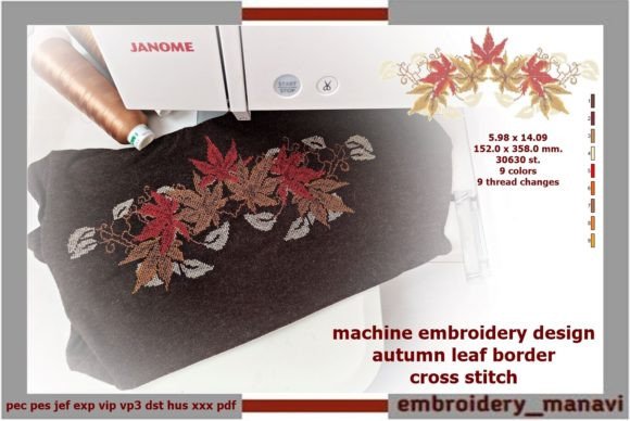 Autumn Leaf Border Cross Stitch