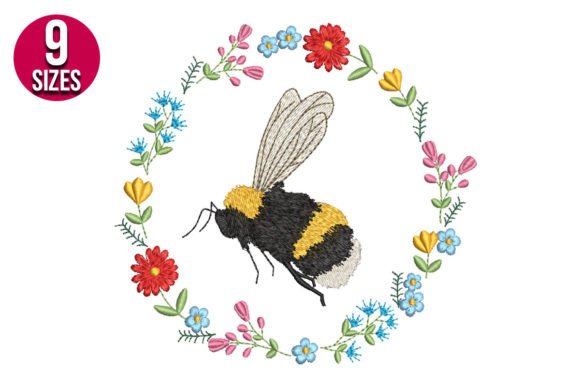 Bee with Floral Wreath