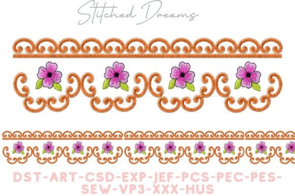 Borders with Flowers Embroidery Design